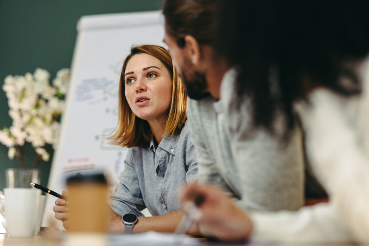 Female marketing team member shares insight about how to do a brand audit.